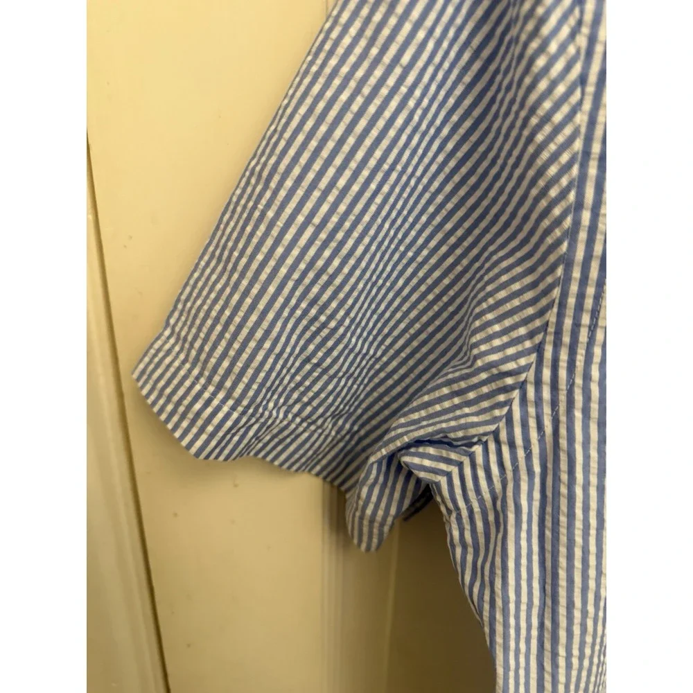 Polo Ralph Lauren Men's Blue Seersucker SS Button Down Untucked Fit Medium New